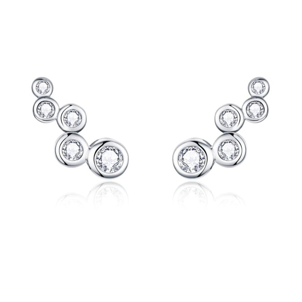 Unique 925 Silver Plated White CZ Stud Earrings For Women, FB16FA1167